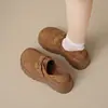 Sapatos plataforma femininos que aumentam a altura com forro de fleece, novo estilo outono/inverno 2026, sapatos Birkenstock casuais chiques retrô