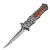 Faca dobrável de aço integral com cabo de madeira, Faca dobrável portátil para camping e caminhada, Faca dobrável para exterior
