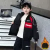 Jaqueta de Motociclista Acolchoada de Inverno para Meninos Estilo Coreano Infantil Grossa Bonita Jaqueta Esportiva Roupa Externa para Crianças Pequenas e Médias Comércio Exterior Transfronteiriço