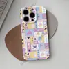Estilo Coreano Doce Feminino Macaron Cor Color Block Patchwork iPhone 18 Capa de Celular Bonita 17pro Capa Rígida