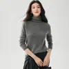 Suéter de estilo minimalista 100% cachemira pura para mujer, con cuello volante, mangas largas y un tejido de punto suave, cómodo y de cuello alto.