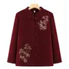 Casacos de Lã para Mulheres de Meia-Idade e Idosas, Roupas Elegantes para Mães, Tops de Lã Estilo Tang, Roupas de Primavera e Outono para Mulheres Idosas