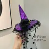 Tocado de Halloween Sombrero Mágico de Bruja Diadema Decoración de Maquillaje Diadema de Encaje Horquilla de Calabaza Accesorio para el Cabello de Fantasma