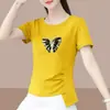 2026 Nueva Camiseta de Manga Corta para Ropa de Maternidad de Comercio Exterior para Mujer Holgada Talla Grande Moldeadora que Cubre el Vientre Camiseta Estampada de Media Manga Top