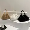 Bolsa de pelúcia feminina portátil bolsa de balde plissada 2023 novo outono e inverno moda coreana ins bolsa transversal peluda