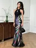 Nuevo Vestido Hawaiano 2026, Sexy Largo sin Mangas de Cuello Halter, Vestido Largo Cheongsam Adelgazante que Ceñe la Cintura