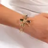 Pulseira Aberta com Flor de Venda Quente Transfronteiriça Geométrico Luxo Leve Nicho Pulseira com Toque de Alto Padrão Pulseira de Braço da Moda Pulseira Pequena