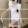 Vestido de verano para mujer, de manga corta, con volantes y letras de mariposa, ajustado, 8326