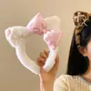 Diadema de Peluche con Orejas de Gato y Lazo con Estampado de Leopardo Dulce y Fresca para Mujer, Pinza para el Cabello de Dibujos Animados Linda, Diadema para Lavarse la Cara para Otoño e Invierno