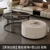 Mesa de Centro, Lujo Ligero, Simple y Moderna, Adecuada para Salas de Estar Pequeñas, Mesa Auxiliar Nórdica, Mesa de Centro Redonda Pequeña con Encimera de Roca