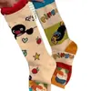 Calcetines a Media Pantorrilla para Estudiantes, Versátiles para Otoño e Invierno, Estilo Ins de Moda, Lindos Calcetines Originales de Dibujos Animados para Mujeres, Fábrica Simple de Pingüinos Pequeños