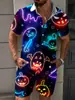 Novo Conjunto de Camisa de Manga Curta e Shorts Masculino com Estampa Engraçada de Halloween para o Verão - Venda Cruzada da Amazon