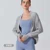 Cárdigan de punto para cubrir el yoga transfronterizo, prenda exterior para mujer agradable a la piel, chaqueta de fitness de manga larga estilo perezoso con agujeros para los pulgares