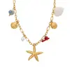 Joias Transfronteiriças Europeias e Americanas Novo Sucesso de Vendas Colar de Estrela do Mar e Concha Banhado a Ouro 18K Fábrica de Origem Personalizado Estilo Marinho