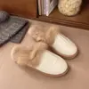 Pessoa preguiçosa chinelos de meia bico fechado sola grossa uso externo chinelos bico fechado chinelos de enfiar chinelos peludos casuais couro macio bico redondo feminino da moda