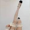 Calcetines hasta la rodilla de seda negra para habitación, calcetines finos de encaje de verano para mujer, delgados, sexys, calcetines de pantorrilla jk largos