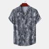 Amazon Comércio Exterior Nova Camisa Masculina Estampa de Leopardo Manga Curta Tamanho Europeu Moda Casual Camisa Solta Lapela para Homens