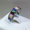 Ins Niche Rainbow Flash Diamond Ring Anel de Abertura Ajustável Coreano Internet Celebridade Simples All-match Anel de Dedo