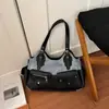 Bolsa tote de mão popular estilo coreano deste ano para mulheres, novidade Outono 2026, bolsa de ombro única color block patchwork, bolsa transversal para o dia a dia