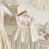 Vestido Novo de Verão para Bebê, Vestido Princesa Floral Fresco Infantil, Vestido de Algodão Puro Floral para Passeio de Verão de Menina Bebê