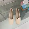 Sapatos Femininos com Design Inovador para a Primavera/Verão de 2026, Bico Quadrado Único, Salto Baixo, Couro Macio, Estilo para a Noite, Estilo de Fada, Boca Rasa, Estilo Vovó