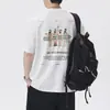 Camiseta Tendência Estilo Americano 2026 Bordada Lavagem Pesada Manga Curta para Homens, Verão Solta Gola Redonda Meia-Manga