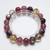 Loto Verde Niebla Blanca Cristal Natural Cristal de Fresa Pulsera Hecha a Mano para Mujer, Nuevo Estilo Versátil, Pulsera Blanqueadora al por Mayor