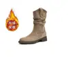 Botas vaqueras occidentales Martin para mujer 2026 Nuevo estilo Otoño/Invierno Versátiles Suela gruesa Con terciopelo engrosado Aumentan altura Botas cortas a media pantorrilla