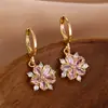 Pendientes de circonita con flores para estudiantes nuevos, personalizados por la frontera, con temperamento que combina con todo, pendientes de pétalos, pendientes exagerados con forma de ojo de caballo para mujer