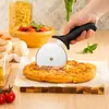 Cuchillo para pizza de acero inoxidable con rueda para cortar pizza transfronterizo, cuchillo de acero inoxidable para hornear en la cocina, cortador de tarta de una sola rueda para cortar pizza