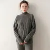 Nuevo Suéter de Cachemira Otoño e Invierno para Mujer de Cuello Alto Medio Pullover Grueso Trenzado Suéter Holgado de Punto Camisa Base