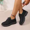 2026 Primavera/Outono Novo Flyknit com Cadarços de Esponja Sapatos Esportivos Individuais Femininos Fundo de Montanha Respirável Superfície Preta Sapatos de Trabalho Femininos