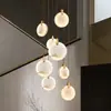 Candelabro todo cobre de mármol español, luz de escalera de villa dúplex de lujo transfronterizo, accesorio giratorio para atrio de sala de estar