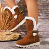 Botas de nieve transfronterizas para mujer de talla grande con suela gruesa, nuevo estilo europeo y americano de invierno 2026, forradas de felpa, engrosadas, cálidas, de media pantorrilla, de algodón, talla 43