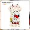 Pijama Feminino Verão Manga Curta Fino Desenho Animado Pequeno Fresco Fofo Estilo Ins Solto Camisola Doce Estudante Roupas de Casa