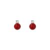 Shijia Pearl textura micro incrustado zircão de alta qualidade luz estilo luxo vermelho prata agulha brincos brincos de feijão redondo fábrica