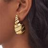 Pendientes de gota de agua caliente de Amazon, pendientes huecos en espiral de cobre, chapados en oro de 18 quilates, joyería de oreja sencilla con borde cruzado.