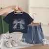 Conjunto de Ropa de Verano para Niñas Dulce Bebé Niña Camiseta con Lazo Grande Conjunto de Dos Piezas 2026 Nueva Ropa de Verano para Niños al por Mayor