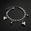 Pulsera de corazón de doble capa popular transfronteriza europea y americana, joyería de cadena geométrica en capas de moda de lujo ligero para mujer, venta al por mayor del fabricante