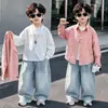 Camisa Infantil Meninos Estilo Primavera e Outono Camisa Arco-Íris 2026 Outono Nova Estilo Coreano Legal e Bonito Camisa para Meninos e Meninas Roupa de Fora Tendência