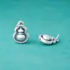 Colgante de Calabaza Estéreo Mate Retro de Plata Pura S999 Colgante para Pulsera DIY Collar (No se puede girar)