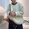 Jaqueta de Tricô Cor Sólida com Gola Redonda para Mulheres 2025 Primavera e Outono Novo Estilo Coreano Estilo Preguiçoso Solto Moda Tricô Top