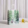 Sacola de compras de abóbora impressa, sacola de presente de floresta de Natal, sacola de embalagem para festa, bolsa de papel kraft, sacola de papel, atacado