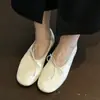 Chuyuji 2026 Verano Nuevos Zapatos Planos de Ballet Vintage Suaves con Punta Redonda Poco Profunda, Lazo y Pliegues para Mujer
