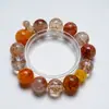 El Mist Sopla la Torre Pulsera de Cristal Amarillo Natural para Mujer, Versátil Pulsera de Cristal Súper Siete con Rutilo Dorado Negro y Oro al por Mayor