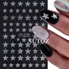 Pegatinas de Uñas de Moda Dulces Geniales Chica Caliente Plata con Purpurina Estrella de Cuatro Puntas Pentagrama Pegatinas Adhesivas para Uñas
