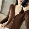 Cardigan de Punto Nuevo para Mujer Otoño Invierno Cuello en V Abrigo Delgado de Punto Suéter Manga Larga Suave y Esponjoso