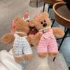 Llavero de oso de frijol estilo Maillard, lindo peluche con tirantes, colgante Bear Creak, adornos para coche de pareja