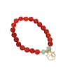 Pulseira de Cristal Ágata Vermelha Estilo Coreano Ins Círculo Único Mulheres Contas Barril Jade Dongling Pedra Olho de Gato Branco Pulseira Gatinho