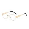 Gafas para miopía de grado ajustable para mujer con montura ovalada europea y americana de alambre dorado, cara cuadrada redonda, de alta gama, espejo plano, forma cóncava simple.